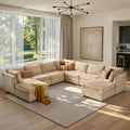 Ovios 127" Modular Sectional Sofa G Shaped Couch with Ottoman 9-Seater Extra Deep Seat Convertible Cloud Couches for Living Room