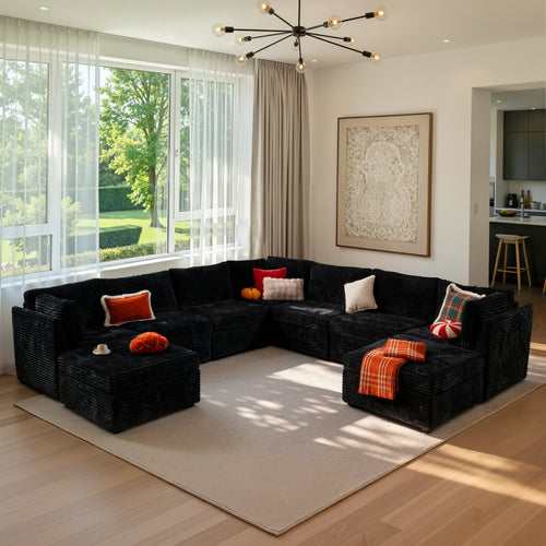 Ovios 127" Modular Sectional Sofa G Shaped Couch with Ottoman 9-Seater Extra Deep Seat Convertible Cloud Couches for Living Room