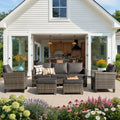 Ovios 5-Piece Outdoor Patio Furniture Set All-Weather Wicker Sectional Sofa Conversation Set with 2 Ottomans
