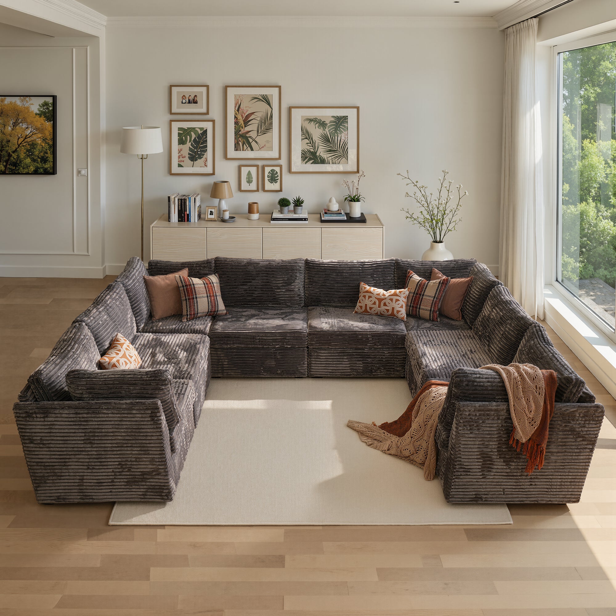 Ovios 8-Piece Modular Sectional Sofa, 127" U-Shaped Living Room Couch