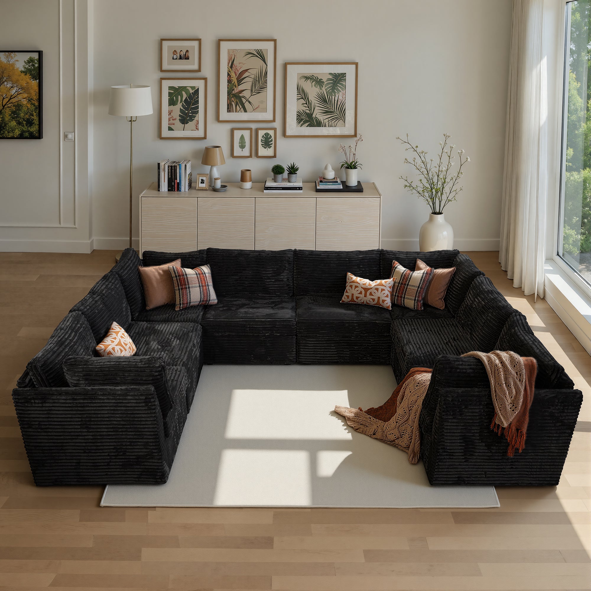 Ovios 8-Piece Modular Sectional Sofa, 127" U-Shaped Living Room Couch