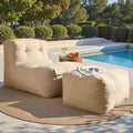 Ovios 2-Piece Outdoor Chaise Lounge Chair with Ottoman, 57"L Patio Bean Bag Chair for Pool Balcony Deck