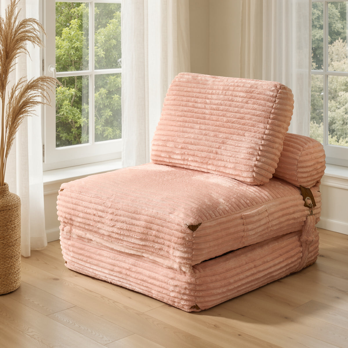 Ovios Folding Sofa Bed Convertible Futon Chair Bed Sleeper Comfy Fold Out Floor Couch with Pillow Lounge Bed for Small Spaces