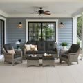 Ovios 5 Pieces Outdoor Furniture Set High Back All-Weather Wicker Patio Conversation Set with Ottomans
