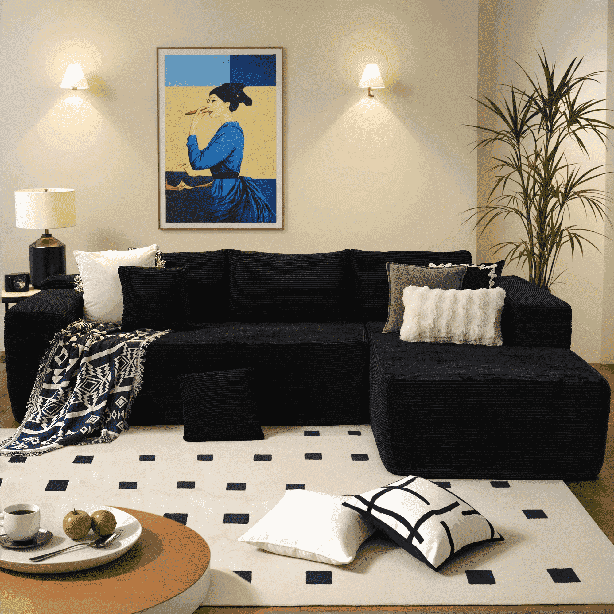 Ovios 106 inch Cloud Sofa Couch No Assembly Boneless Deep Seat Sofa for Living Room