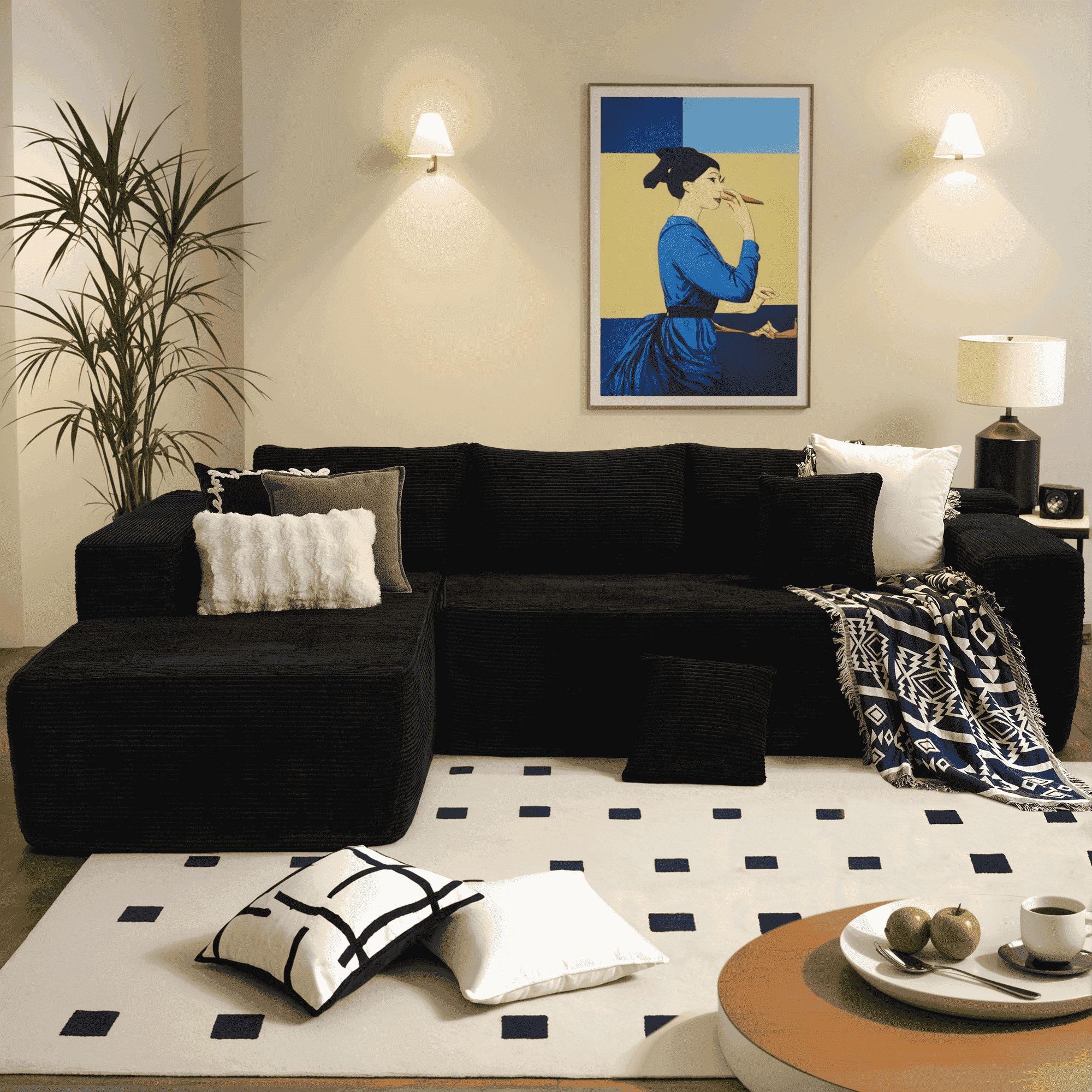 Ovios 106 inch Cloud Sofa Couch No Assembly Boneless Deep Seat Sofa for Living Room