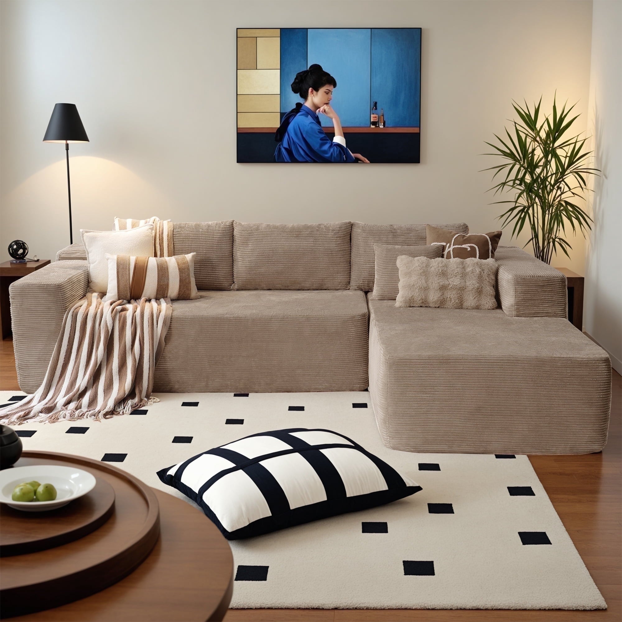 Ovios 106 inch Cloud Sofa Couch No Assembly Boneless Deep Seat Sofa for Living Room