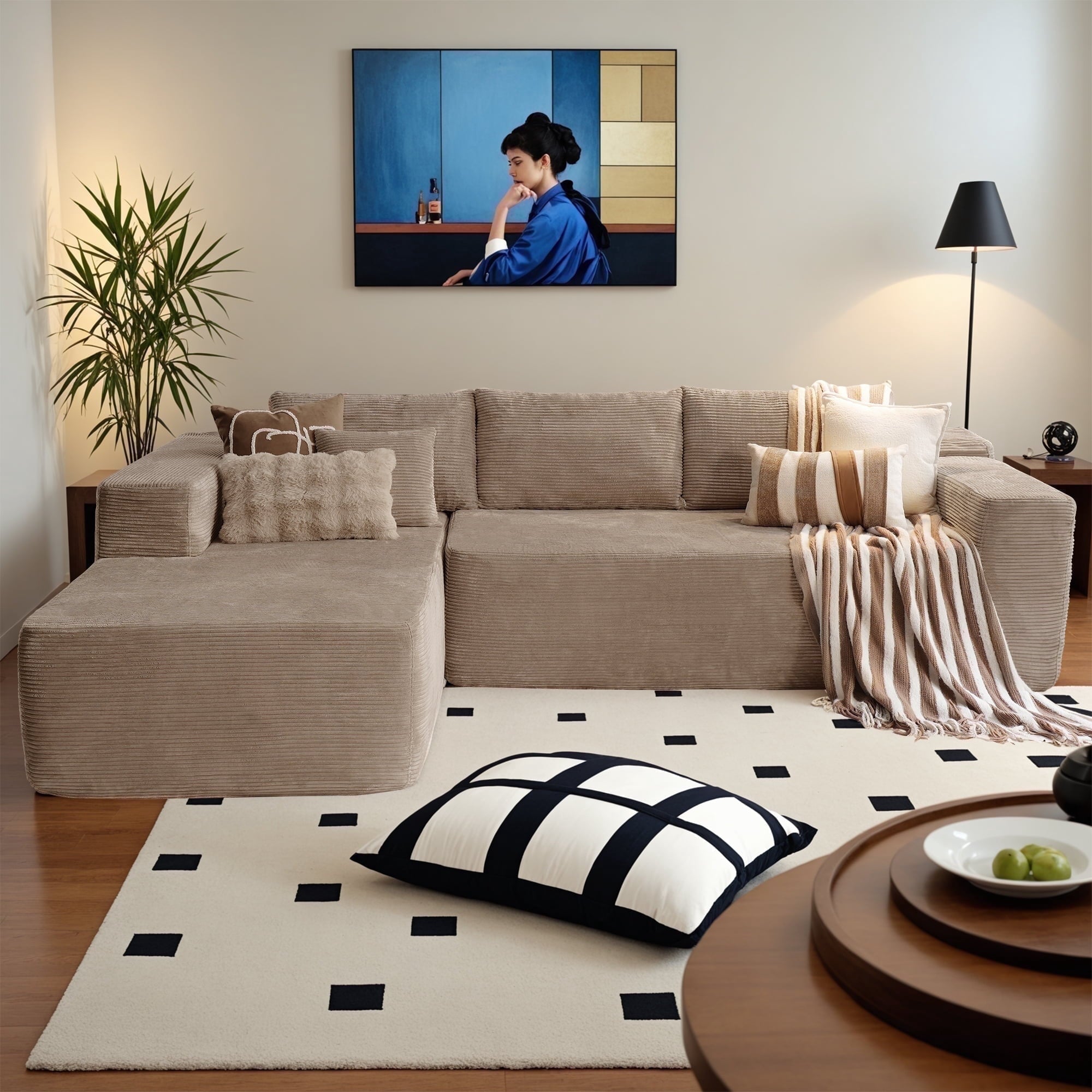 Ovios 106 inch Cloud Sofa Couch No Assembly Boneless Deep Seat Sofa for Living Room