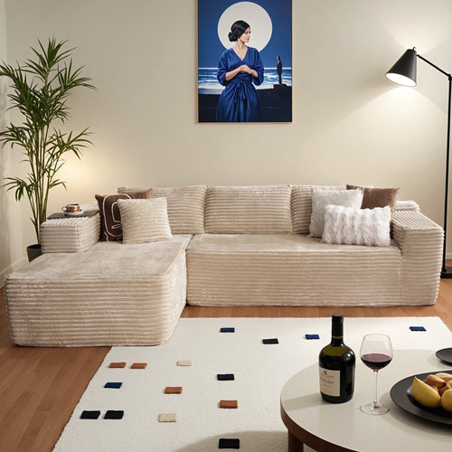 Ovios 106 inch Cloud Sofa Couch No Assembly Boneless Deep Seat Sofa for Living Room