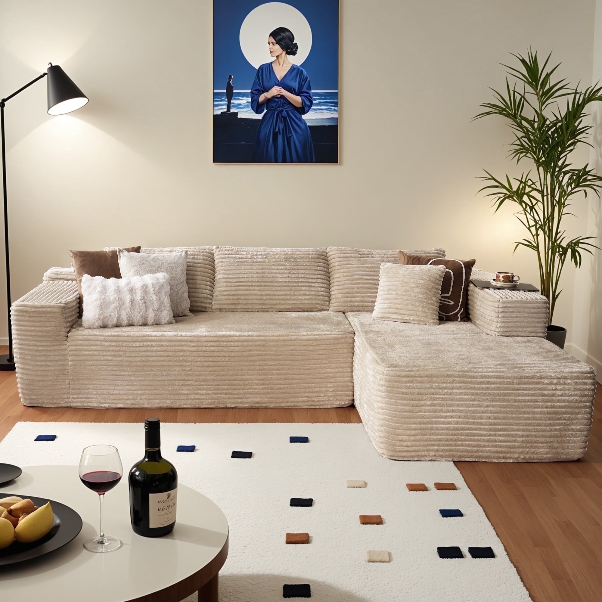 Ovios 106 inch Cloud Sofa Couch No Assembly Boneless Deep Seat Sofa for Living Room