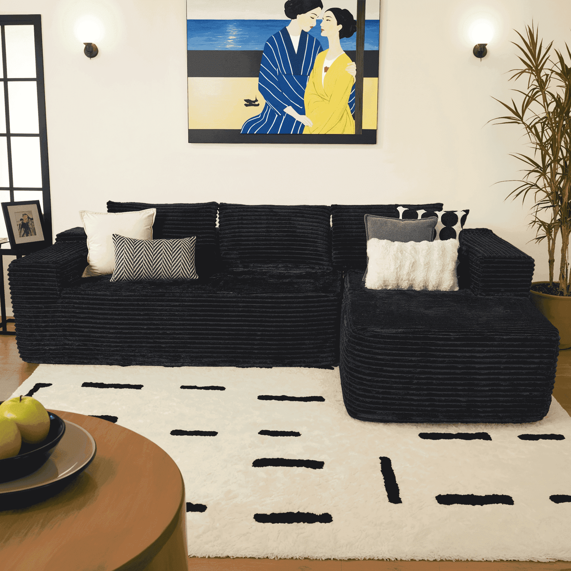 Ovios 106 inch Cloud Sofa Couch No Assembly Boneless Deep Seat Sofa for Living Room