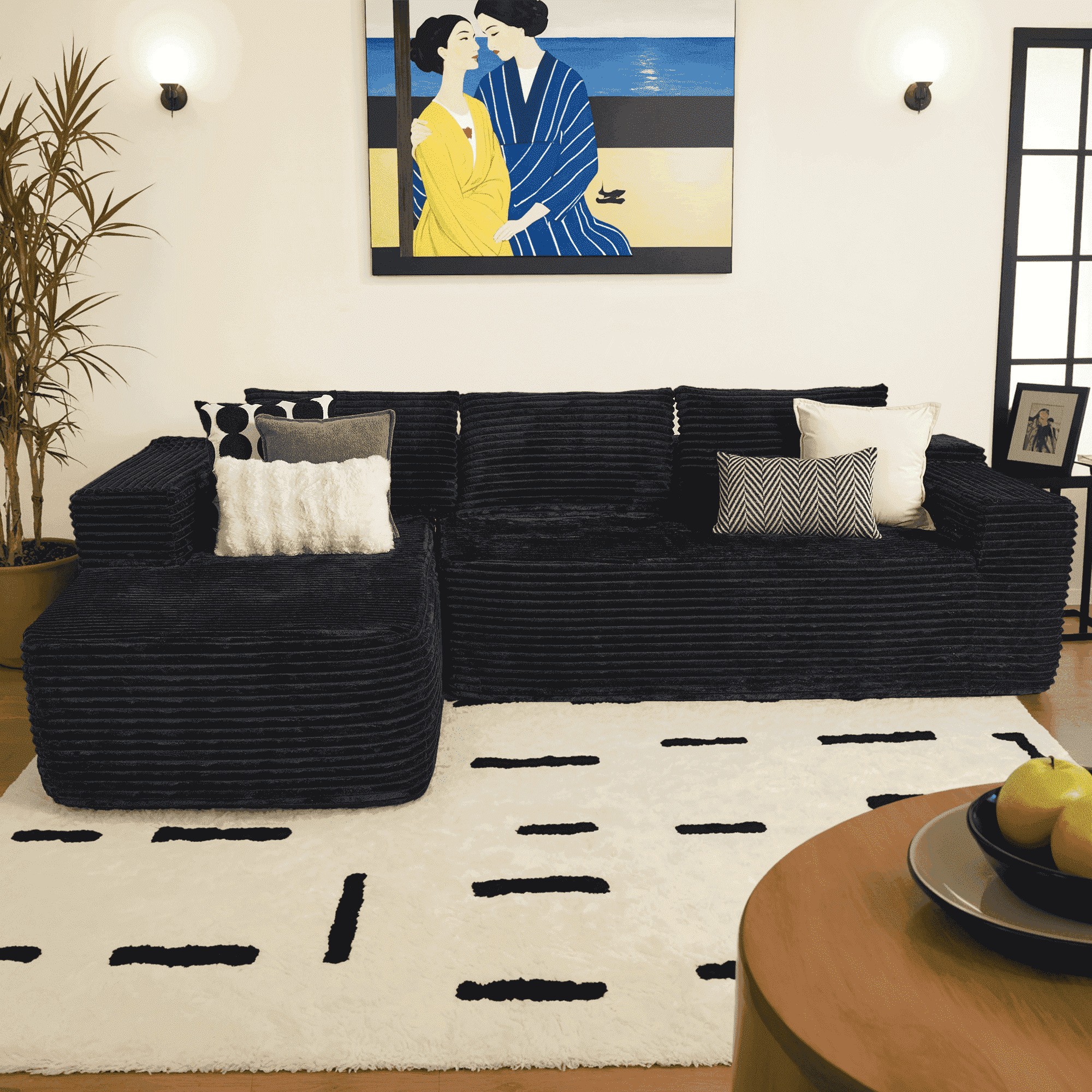 Ovios 106 inch Cloud Sofa Couch No Assembly Boneless Deep Seat Sofa for Living Room