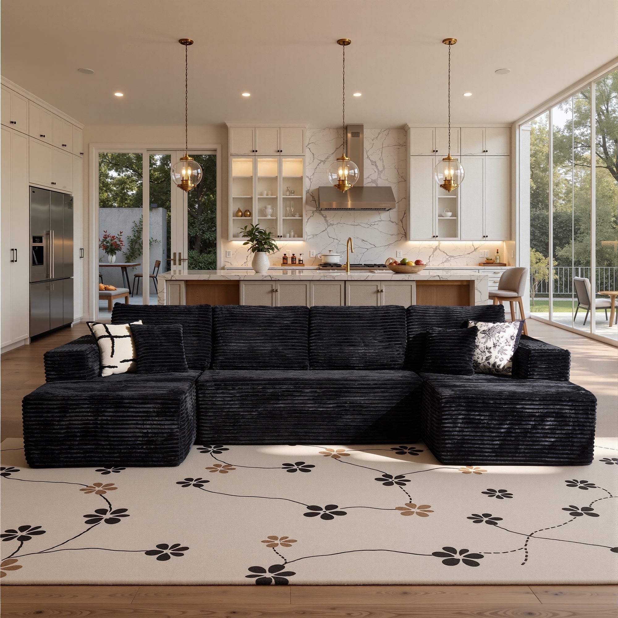 Ovios 106 inch Cloud Sofa Couch No Assembly Boneless Deep Seat Sofa for Living Room