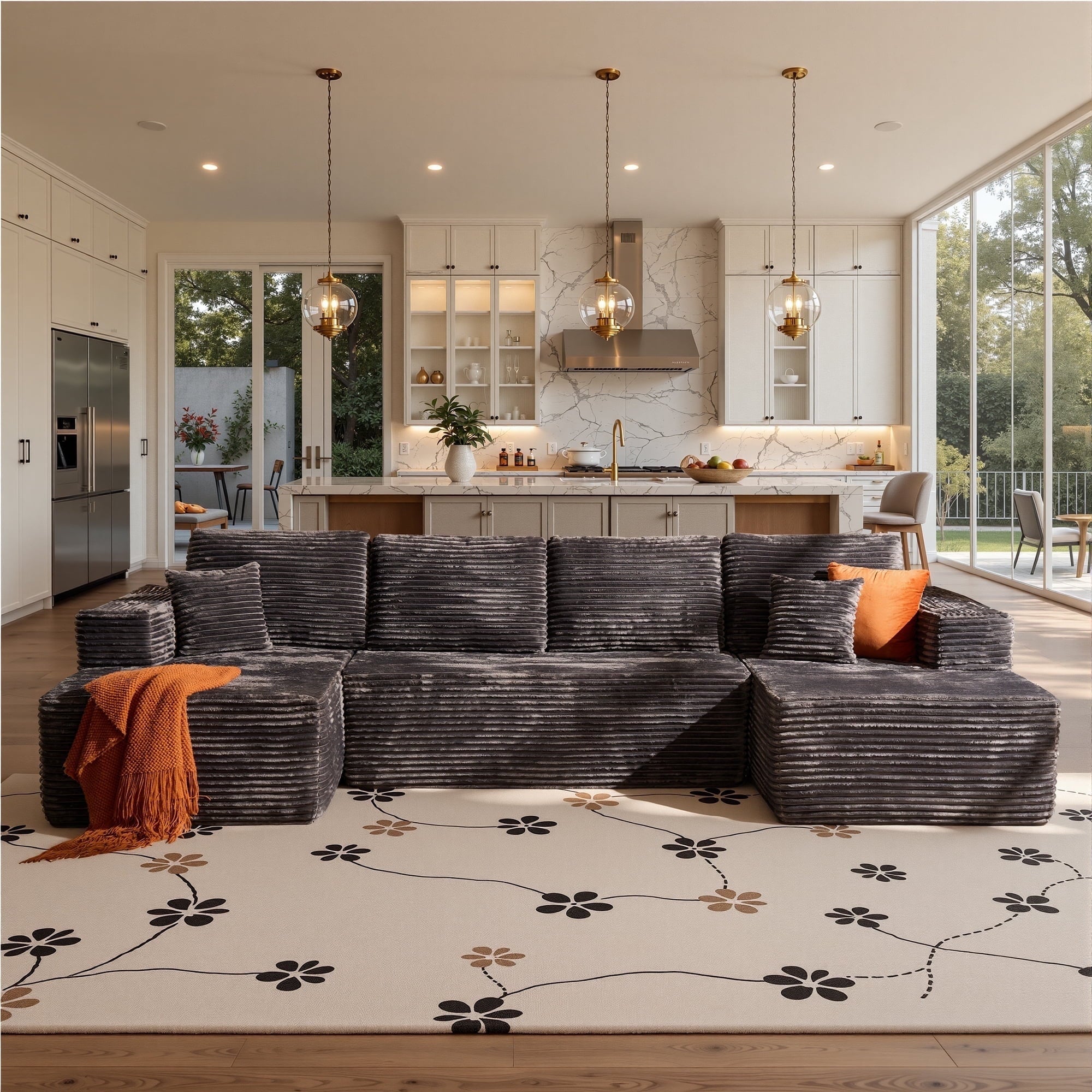 Ovios 106 inch Cloud Sofa Couch No Assembly Boneless Deep Seat Sofa for Living Room