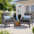 Ovios Patio Chairs Set of 2 All-Weather Wicker Patio Furniture Chairs Set Rattan High-Back Outdoor Armchairs with Cushions, Black