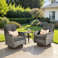 Outdoor Patio Furniture Set High Back All Weather Wicker Conversation Set with Swivel Chairs