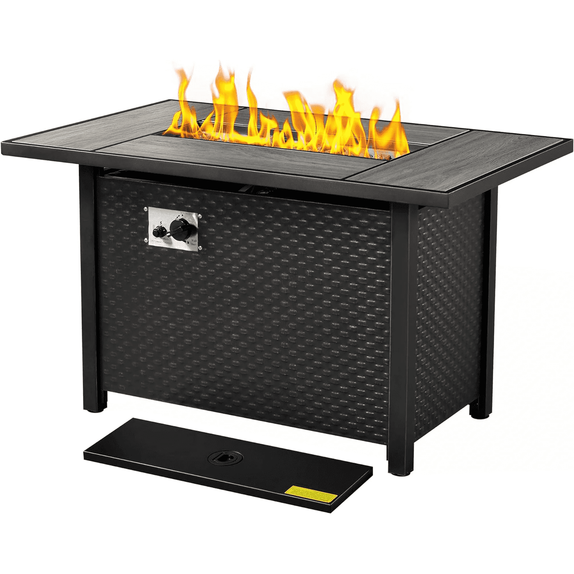 Ovios 42 Inch Propane Fire Pit CSA-Listed Outdoor Fire Pit Table 50,000 BTU Steel Gas Fire Pits with Lid and Lava Rock for Deck Garden