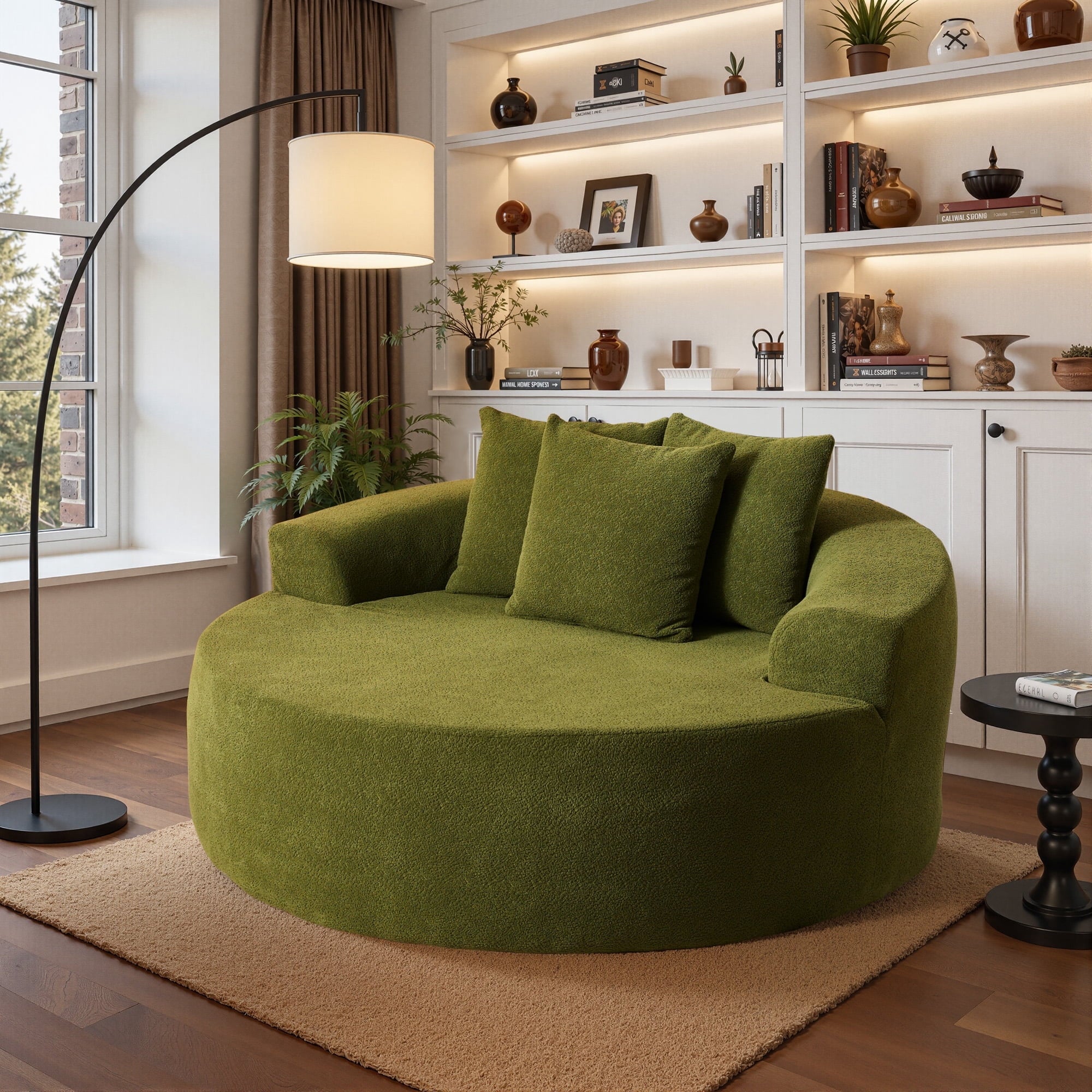 Ovios 58 Inch Cloud Lounge Chair Oversized Round Boneless Sofa Plush Corduroy Deep Seat Chair for Living Room