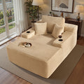 Ovios 67 inch Oversized Chaise Lounge Chair Indoor Cloud Plush Corduroy Floor Sofa Bed Deep Seat No Assembly Couch with Cup Holders for Living Room
