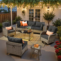 Ovios 8-piece outdoor patio conversation set with swivel chairs
