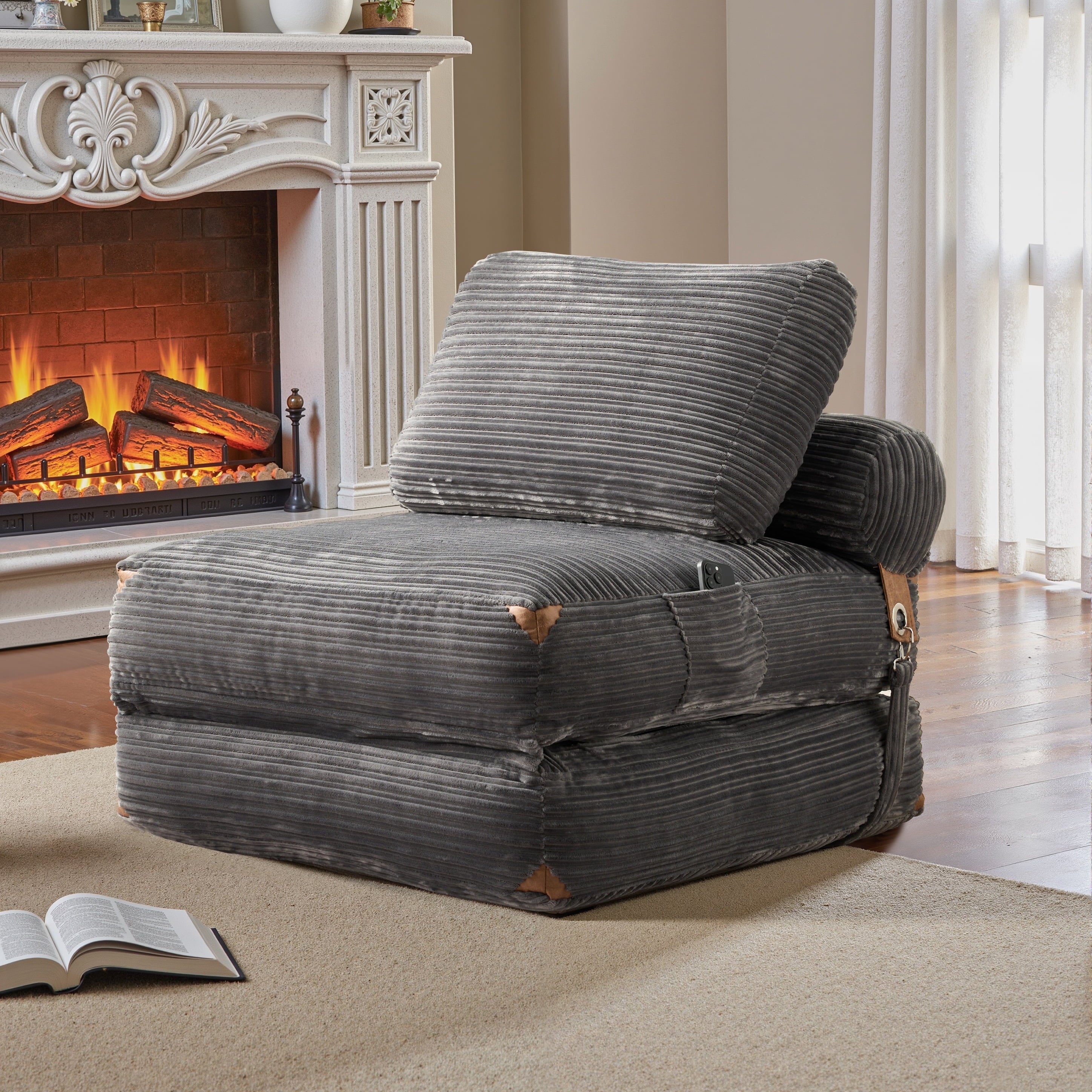 Ovios Folding Sofa Bed Convertible Futon Chair Bed Sleeper Comfy Fold Out Floor Couch with Pillow Lounge Bed for Small Spaces