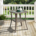 Ovios Outdoor Coffee Table Wicker Patio Furniture Rattan Side Tea Tables with Glass Top Backyard Decor