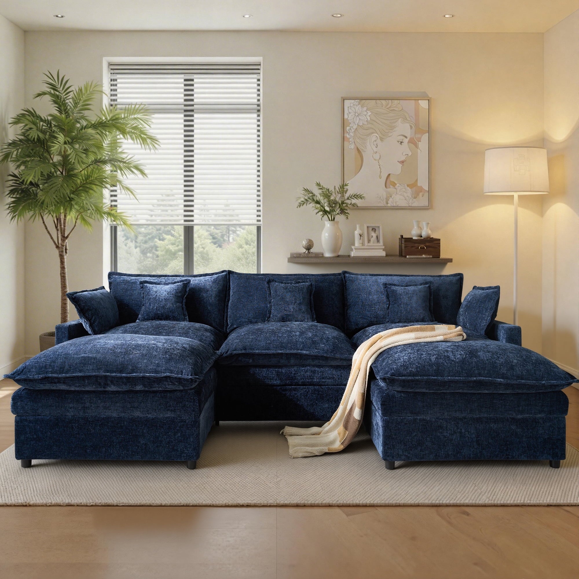Ovios 108 INCH Modular Sectional Sofa U-Shaped Cloud Couch with 2 Ottomans, Comfy Living Room Furniture