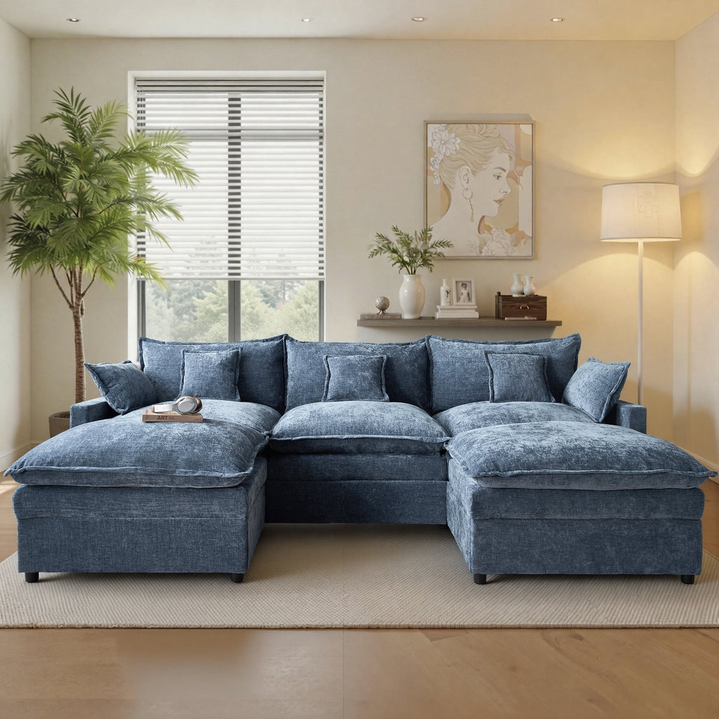 Ovios 108 INCH Modular Sectional Sofa U-Shaped Cloud Couch with 2 Ottomans, Comfy Living Room Furniture