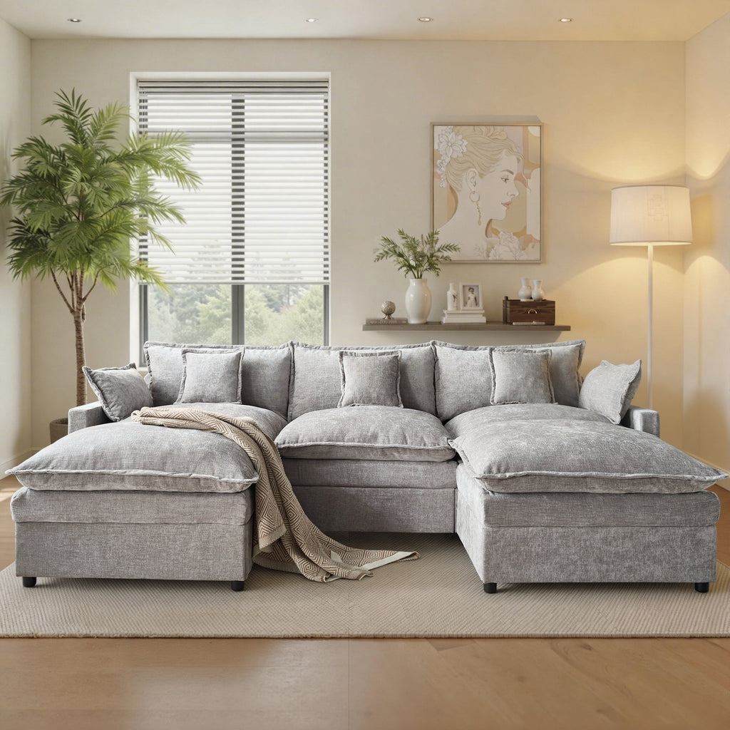 Ovios 108 INCH Modular Sectional Sofa U-Shaped Cloud Couch with 2 Ottomans, Comfy Living Room Furniture
