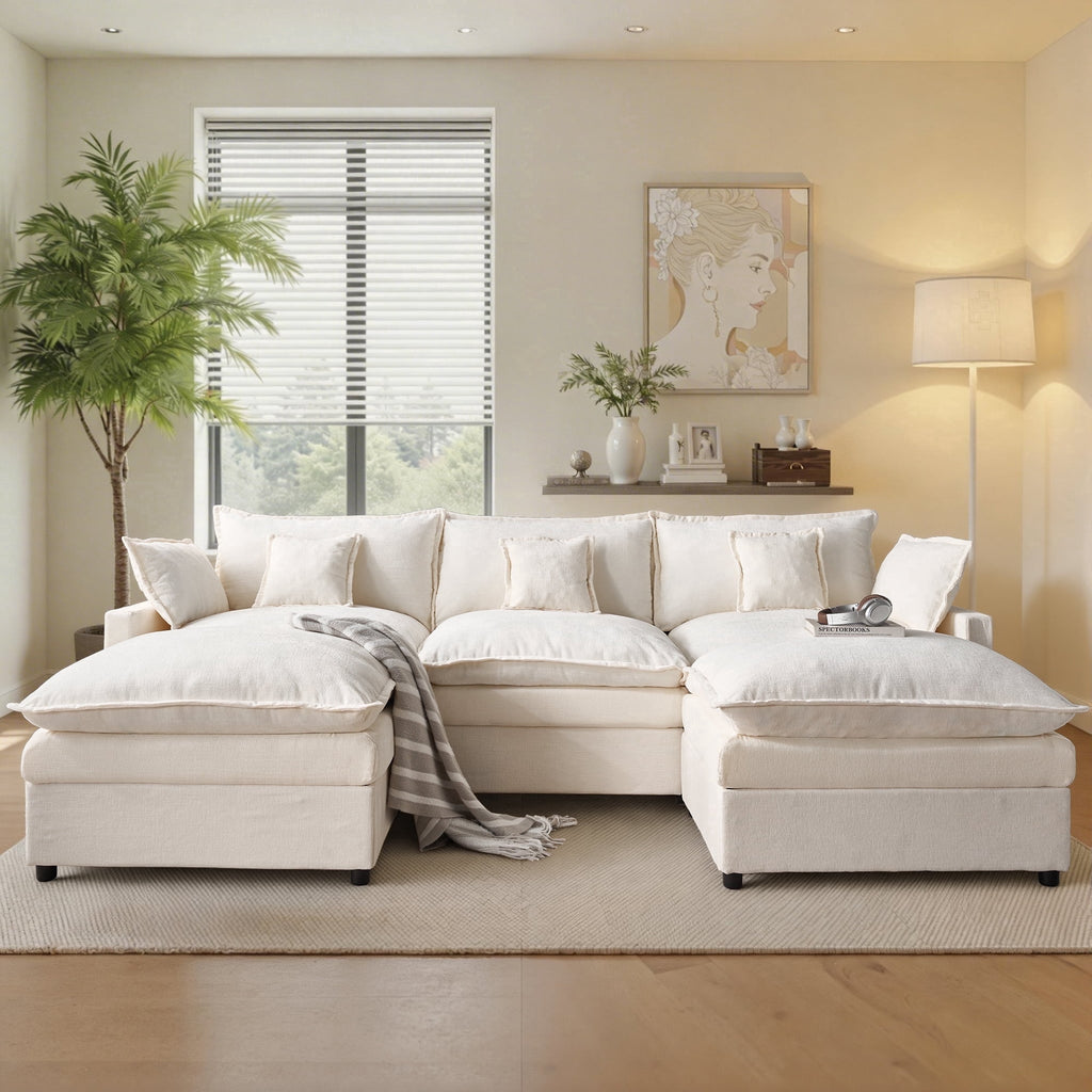 Ovios 108 INCH Modular Sectional Sofa U-Shaped Cloud Couch with 2 Ottomans, Comfy Living Room Furniture