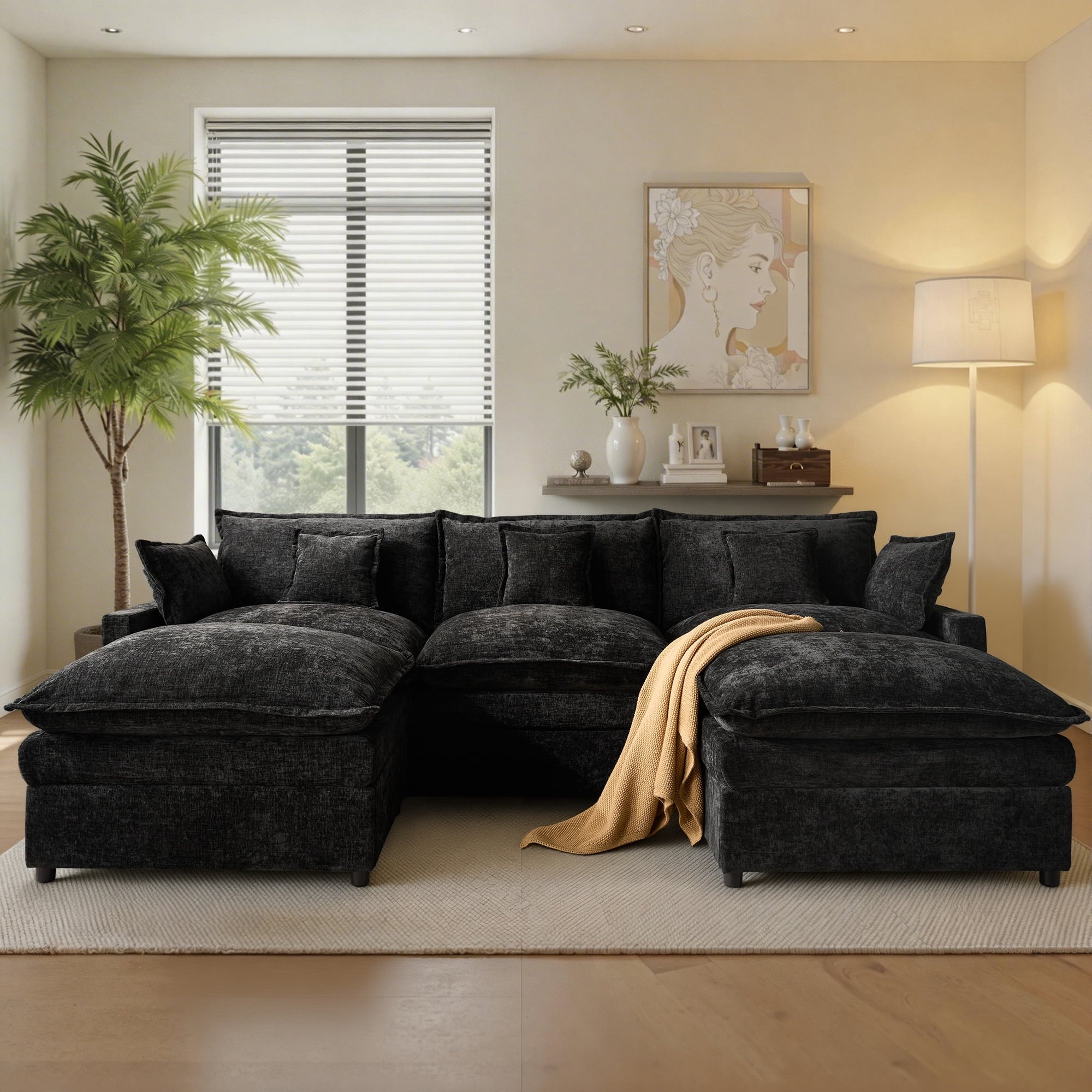 Ovios 108 INCH Modular Sectional Sofa U-Shaped Cloud Couch with 2 Ottomans, Comfy Living Room Furniture